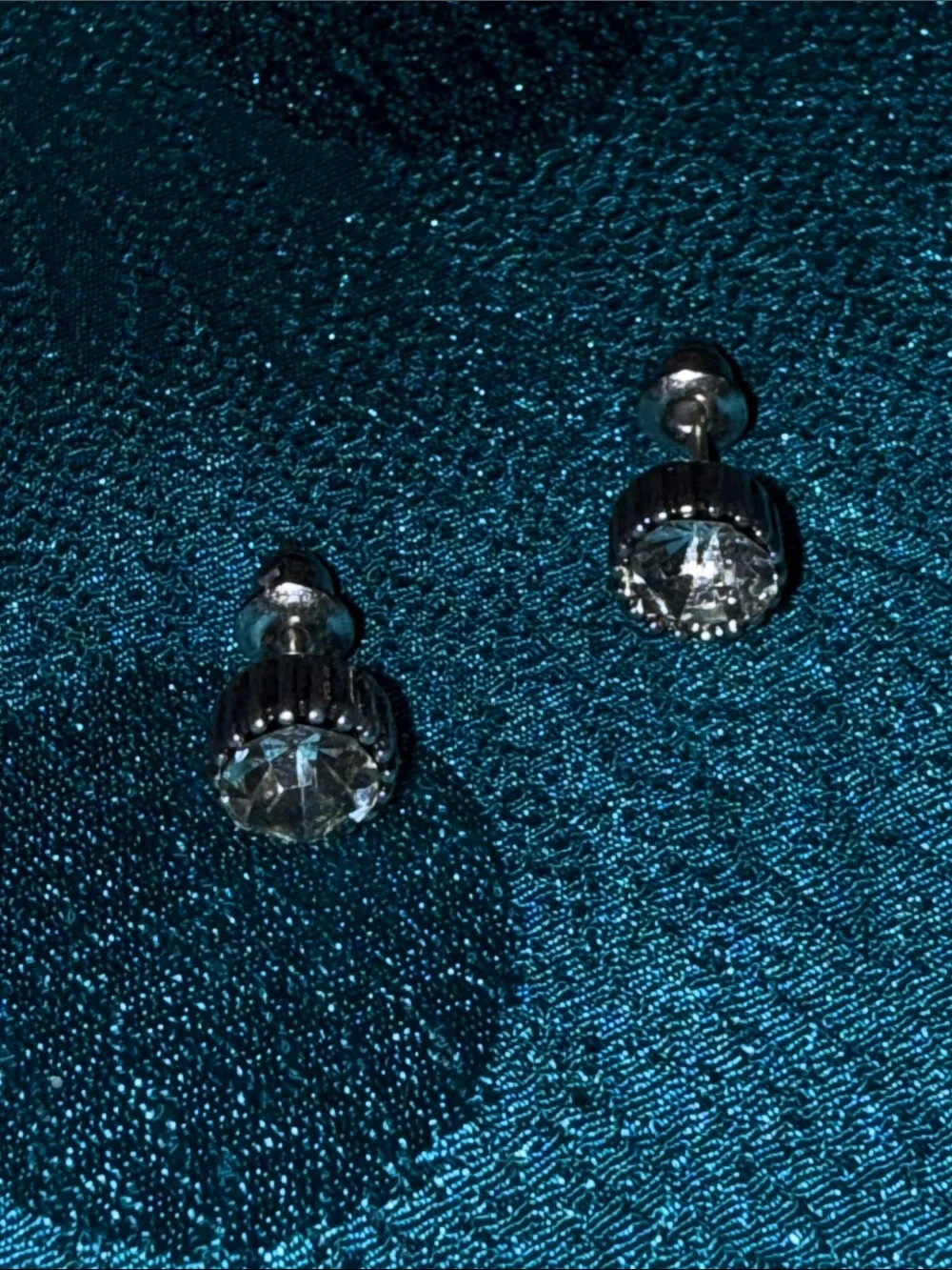 Classic Clear Crystal Stud Earrings - Silver Tone